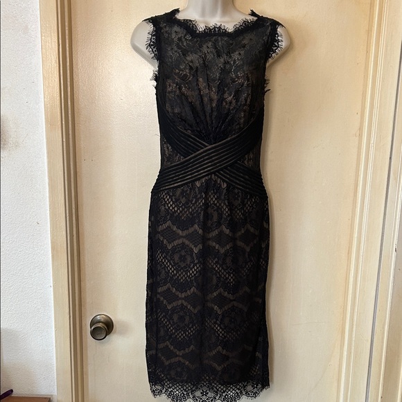 Tadashi Shoji Elegant Black Lace Midi Dress size 2 Tadashi Shoji Elegant Black Lace Midi Dress size 2